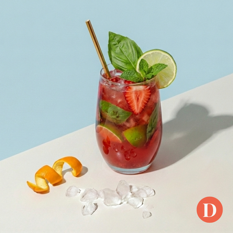 Recette du Punch Basilic et Fraise (ou Framboise)